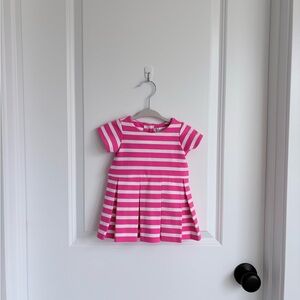 🎀Ralph Lauren Pink/White Striped Pleated Baby Girls Dress with Bloomers NWT